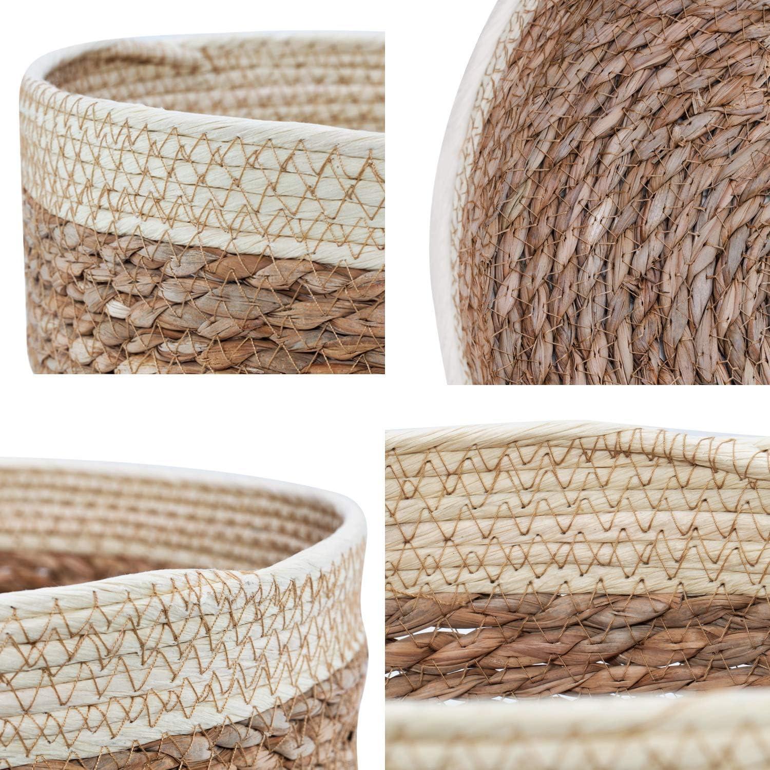 Juego de 3 Cestas Redondas de Mimbre Unistyle Beige