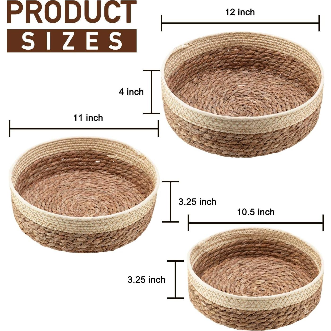 Juego de 3 Cestas Redondas de Mimbre Unistyle Beige