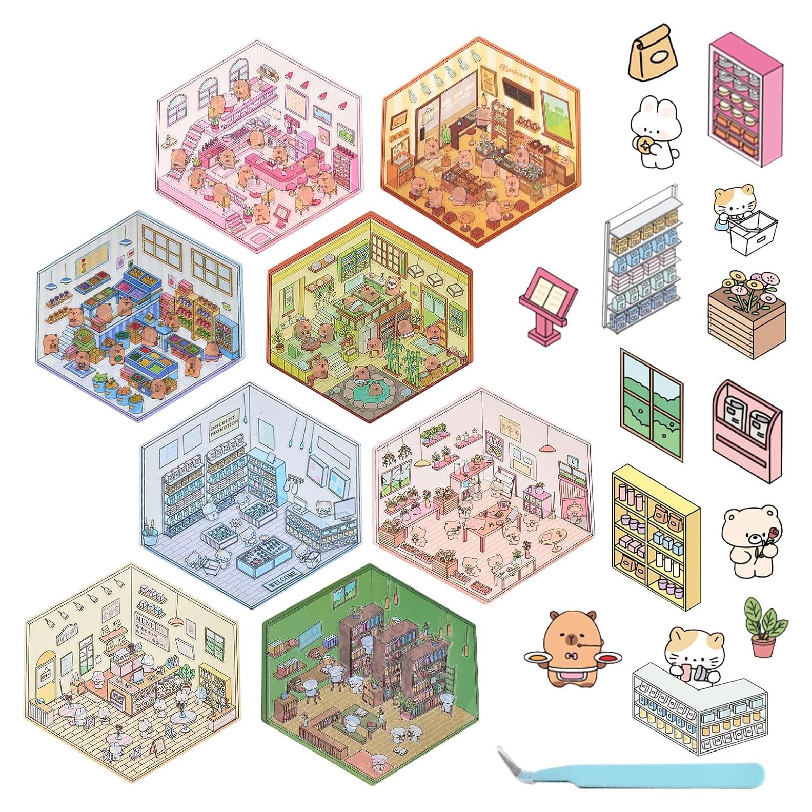 8 Juegos de Pegatinas 3D DIY Gincevhy para Decorar Escenas