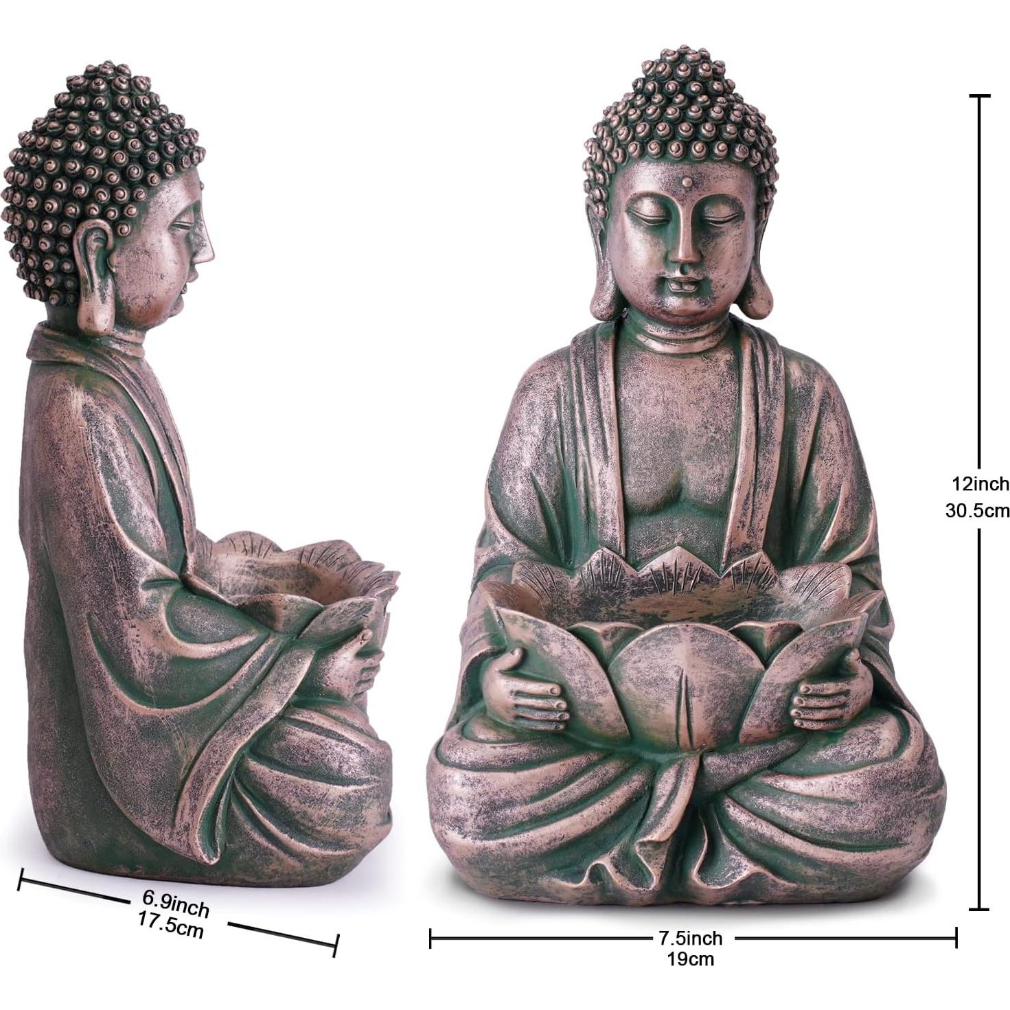 Estatua de Buda Meditador 30.48 cm - Decoración Zen Bronce