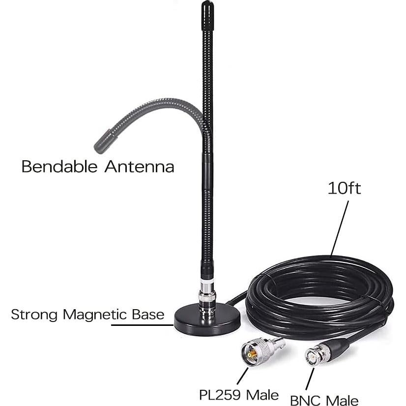 Antena CB CORONIR 27MHz con Base Magnética y Cable 3m