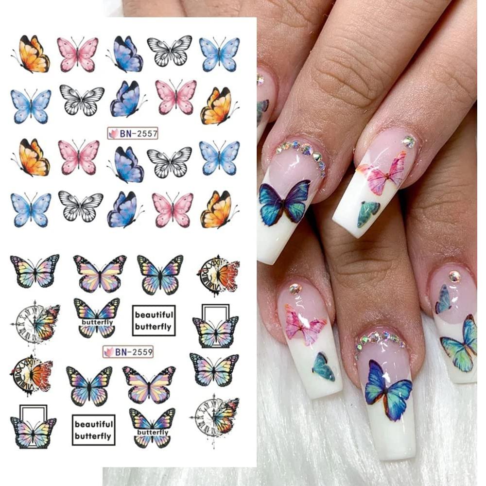 Calcomanías de Uñas SINSEN - Mariposas Coloridas 12 Hojas