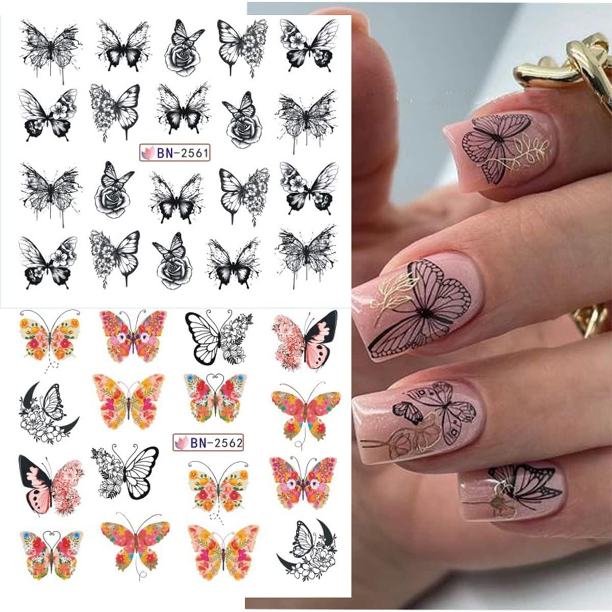 Calcomanías de Uñas SINSEN - Mariposas Coloridas 12 Hojas