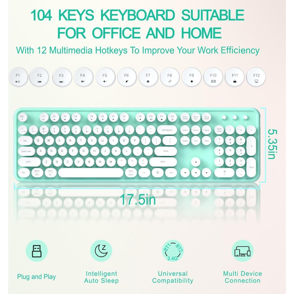 Teclado Inalámbrico JAMfit Retro 104 Teclas Ergonómico