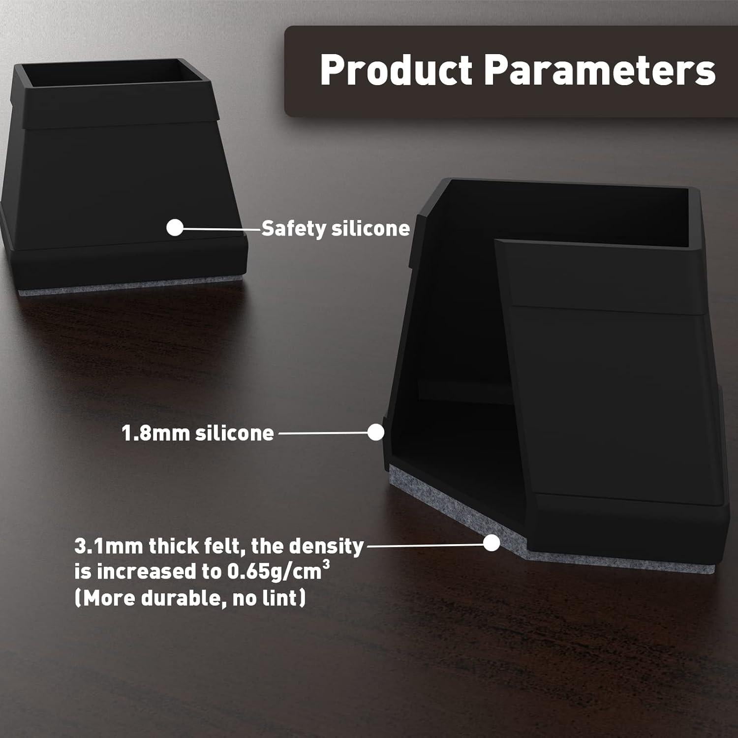 16 Protectores de Piso de Silicona Cuadrados Uukyttrium - Antirayaduras