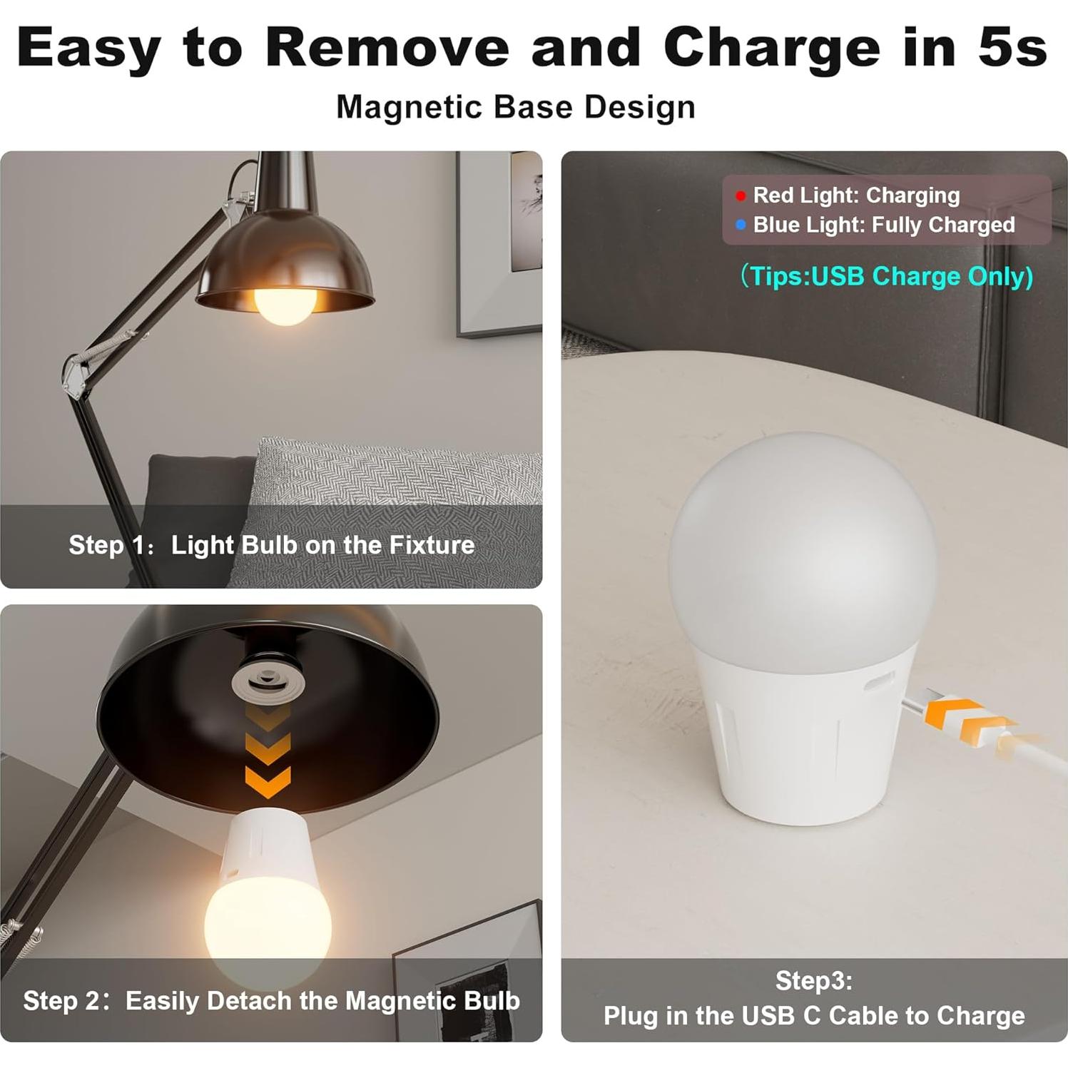 Bombilla LED E12 recargable KARTOOSH con control remoto