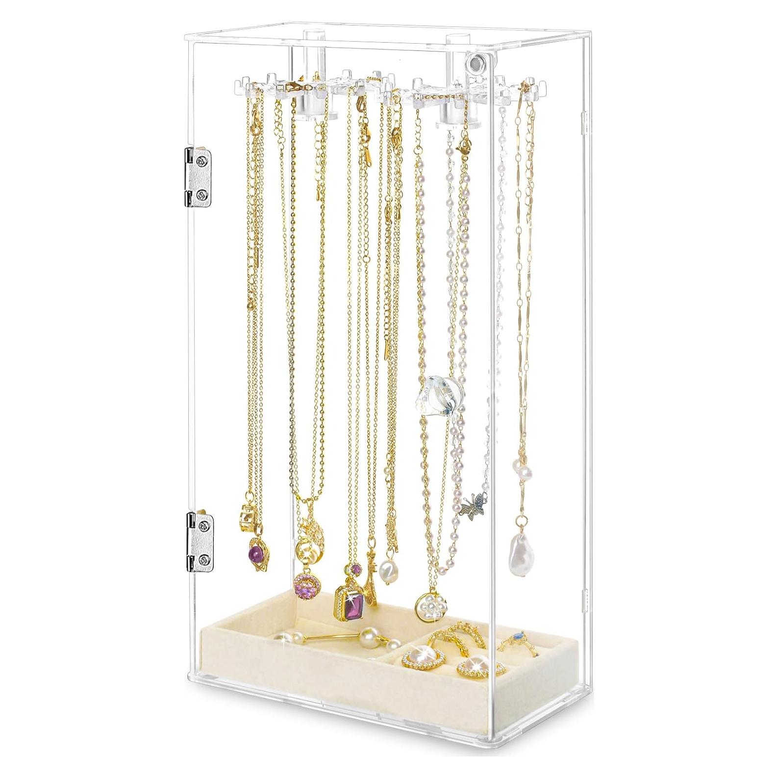 Organizador de Joyería Acrílico Cirhy con 24 Ganchos y Bandeja