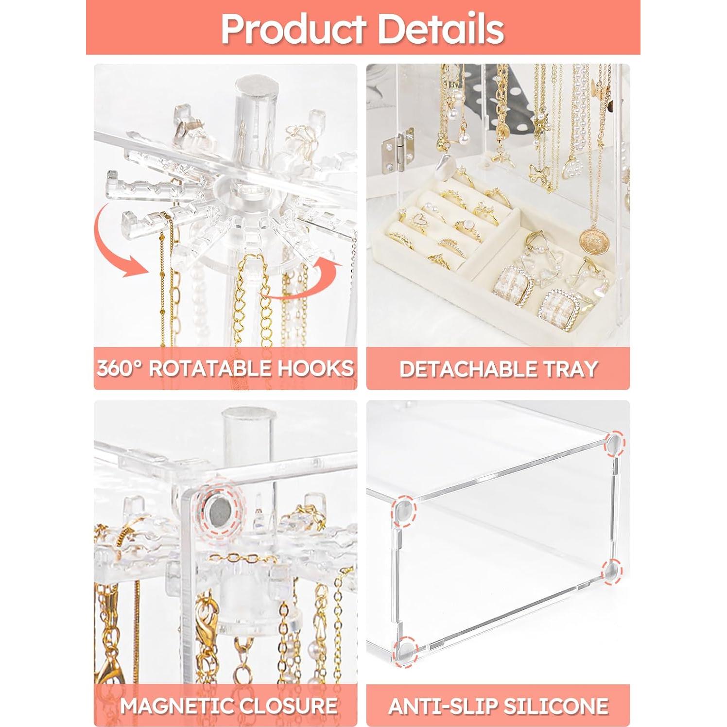Organizador de Joyería Acrílico Cirhy con 24 Ganchos y Bandeja