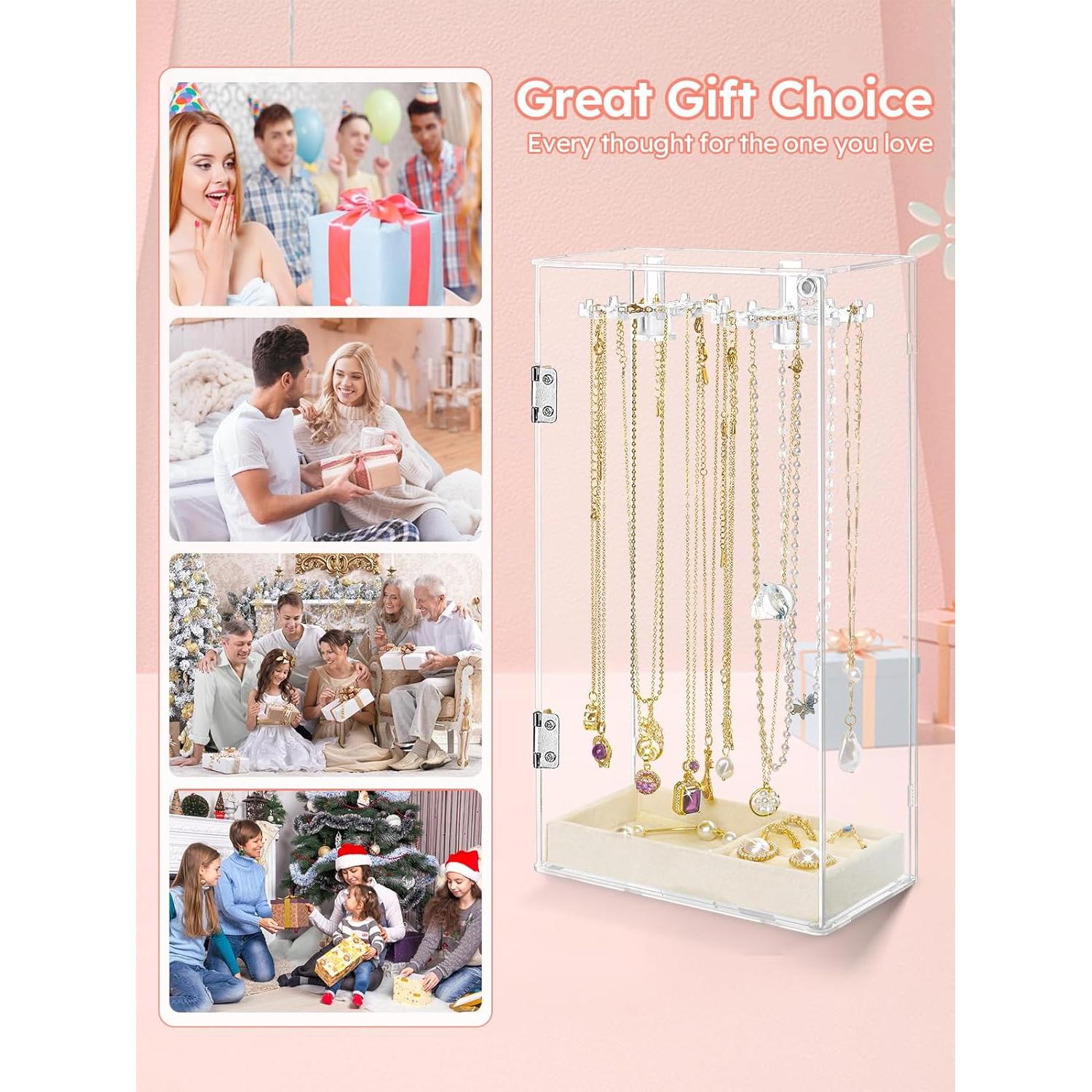 Organizador de Joyería Acrílico Cirhy con 24 Ganchos y Bandeja