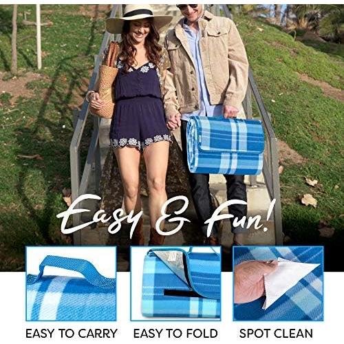 Manta de Picnic Scuddles 1.35x1.50m Resistente al Agua Cuadros Azules