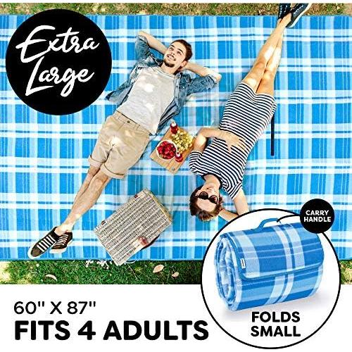 Manta de Picnic Scuddles 1.35x1.50m Resistente al Agua Cuadros Azules