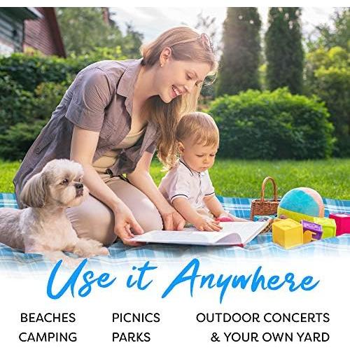 Manta de Picnic Scuddles 1.35x1.50m Resistente al Agua Cuadros Azules