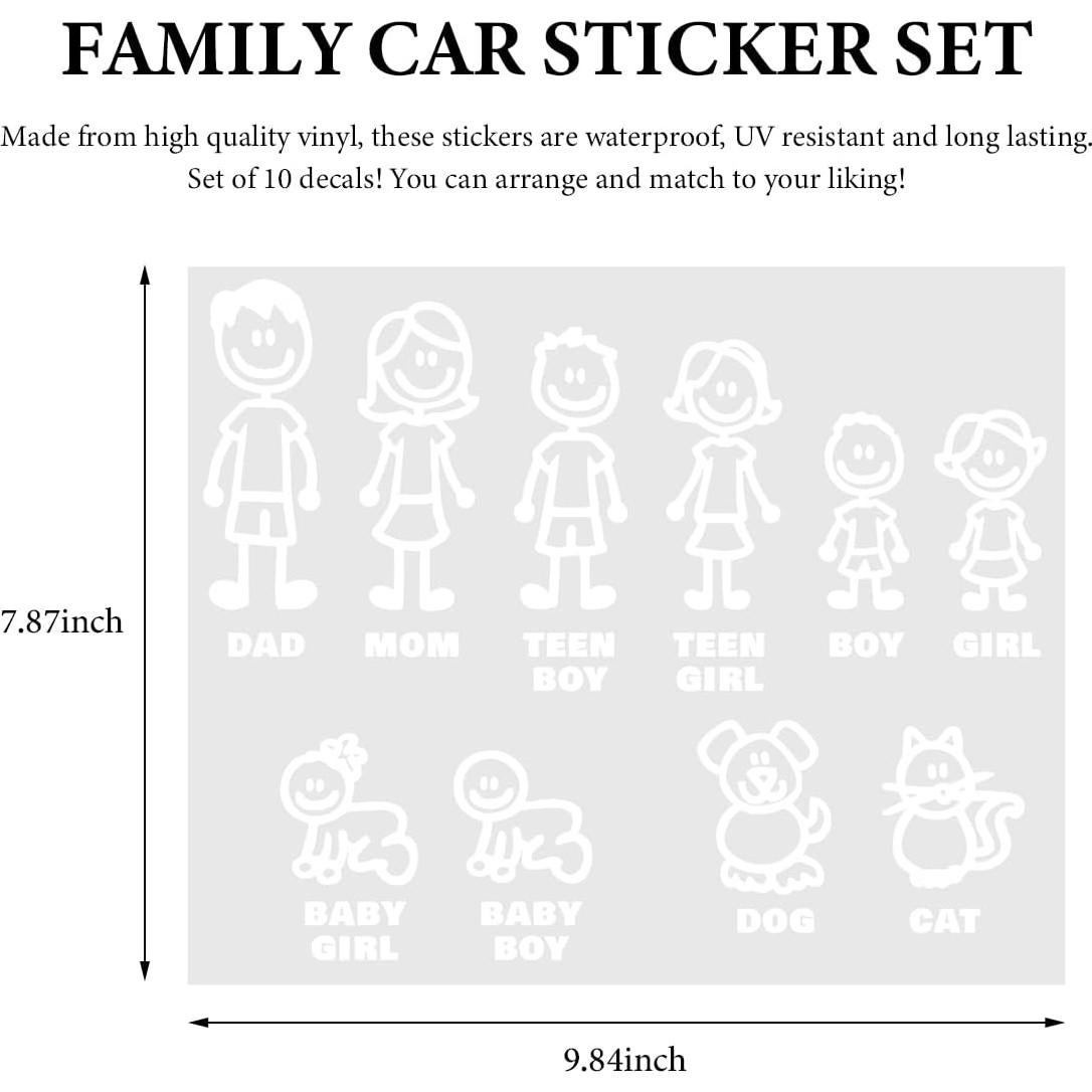 Calcomanías de Auto Familiar SHMZK 25x20cm Impermeable