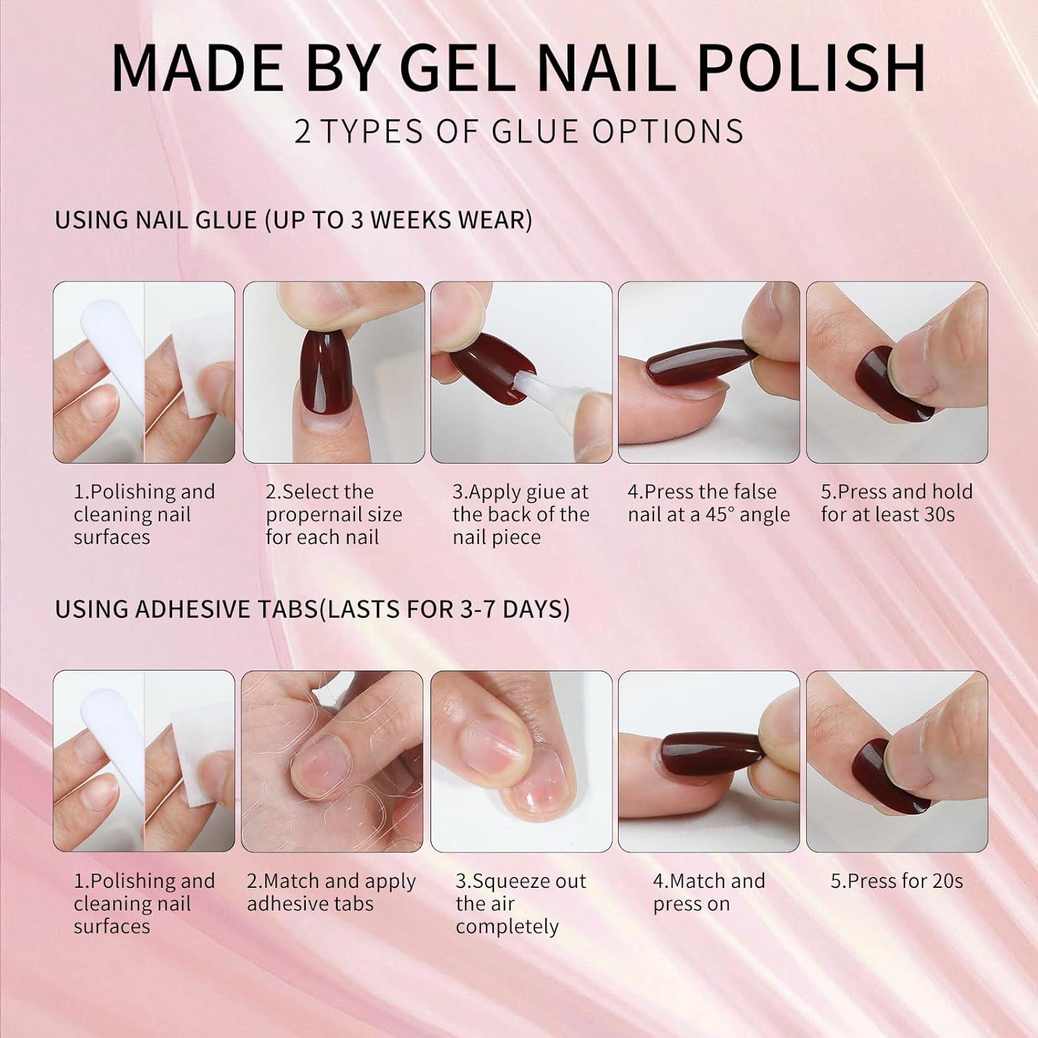 Uñas Postizas SKYCLOUD Morado Coffin 24 Piezas con Pegamento