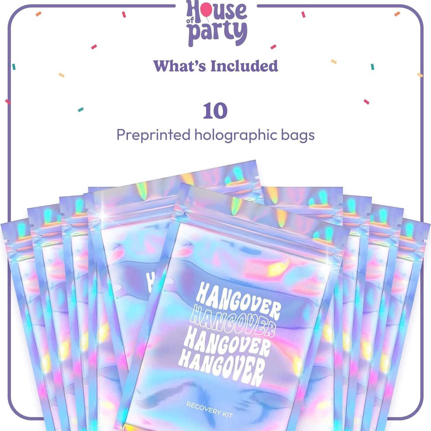 Kit de Resaca House of Party 10 Piezas Holográficas 5x7