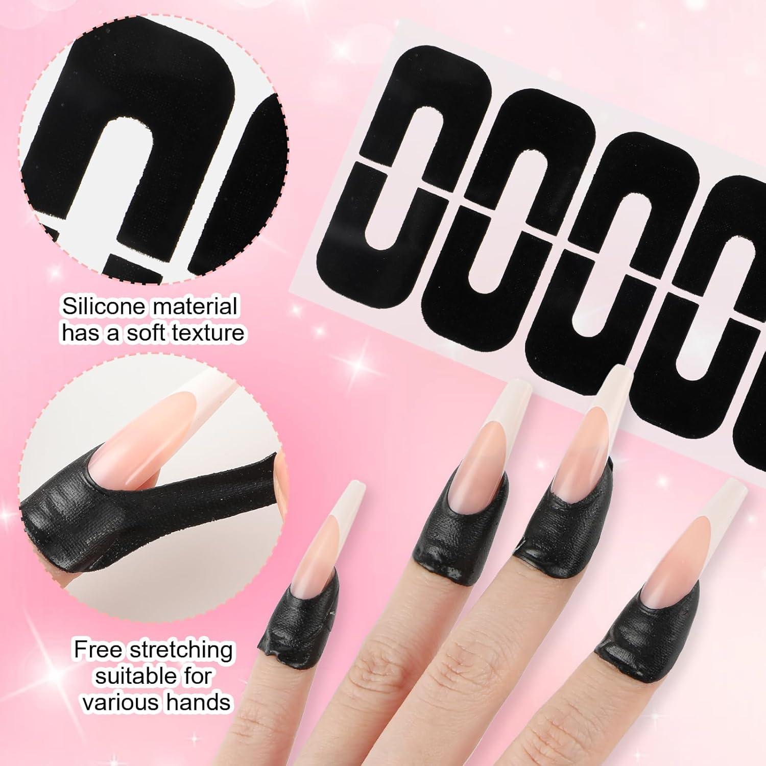100 Protectores de Esmalte de Uñas YUXIANLB - Silicona Negra
