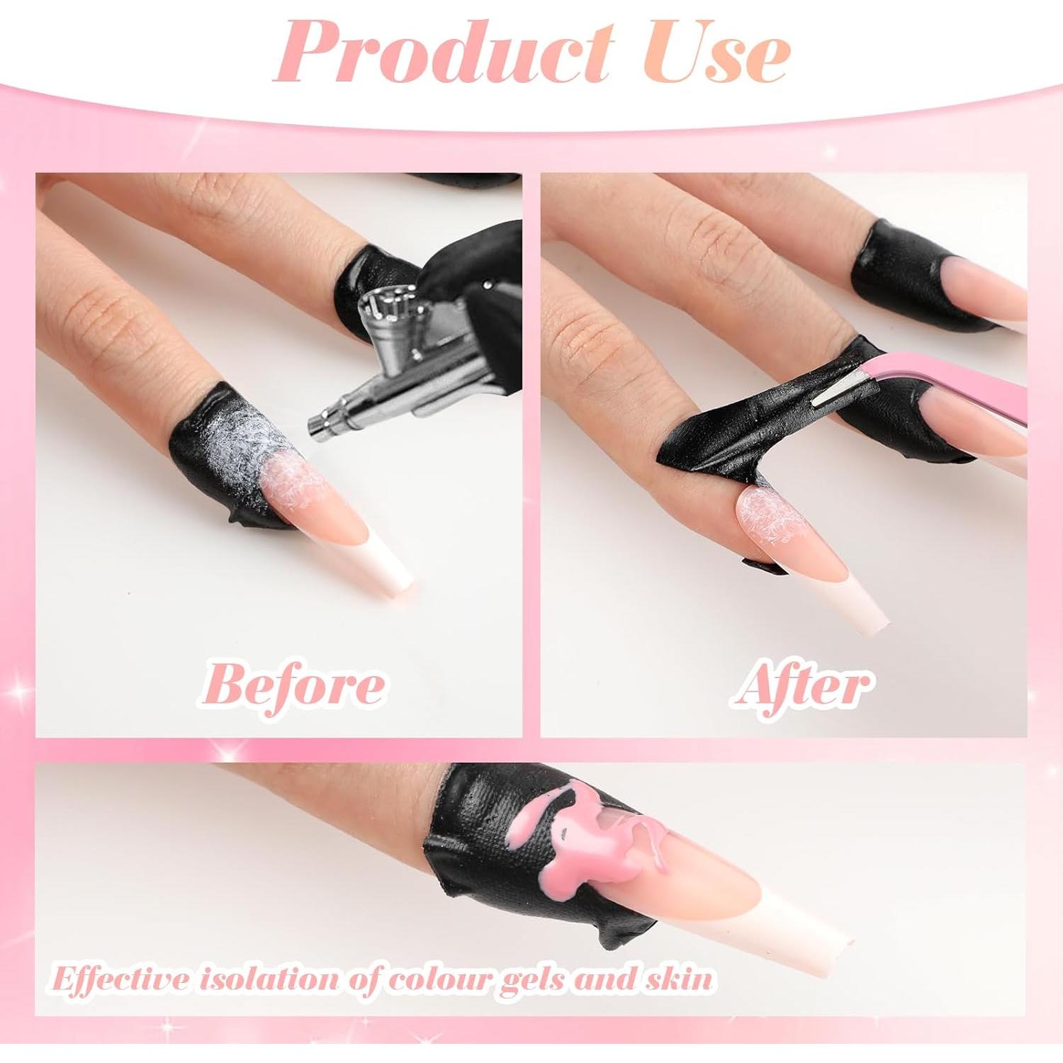 100 Protectores de Esmalte de Uñas YUXIANLB - Silicona Negra