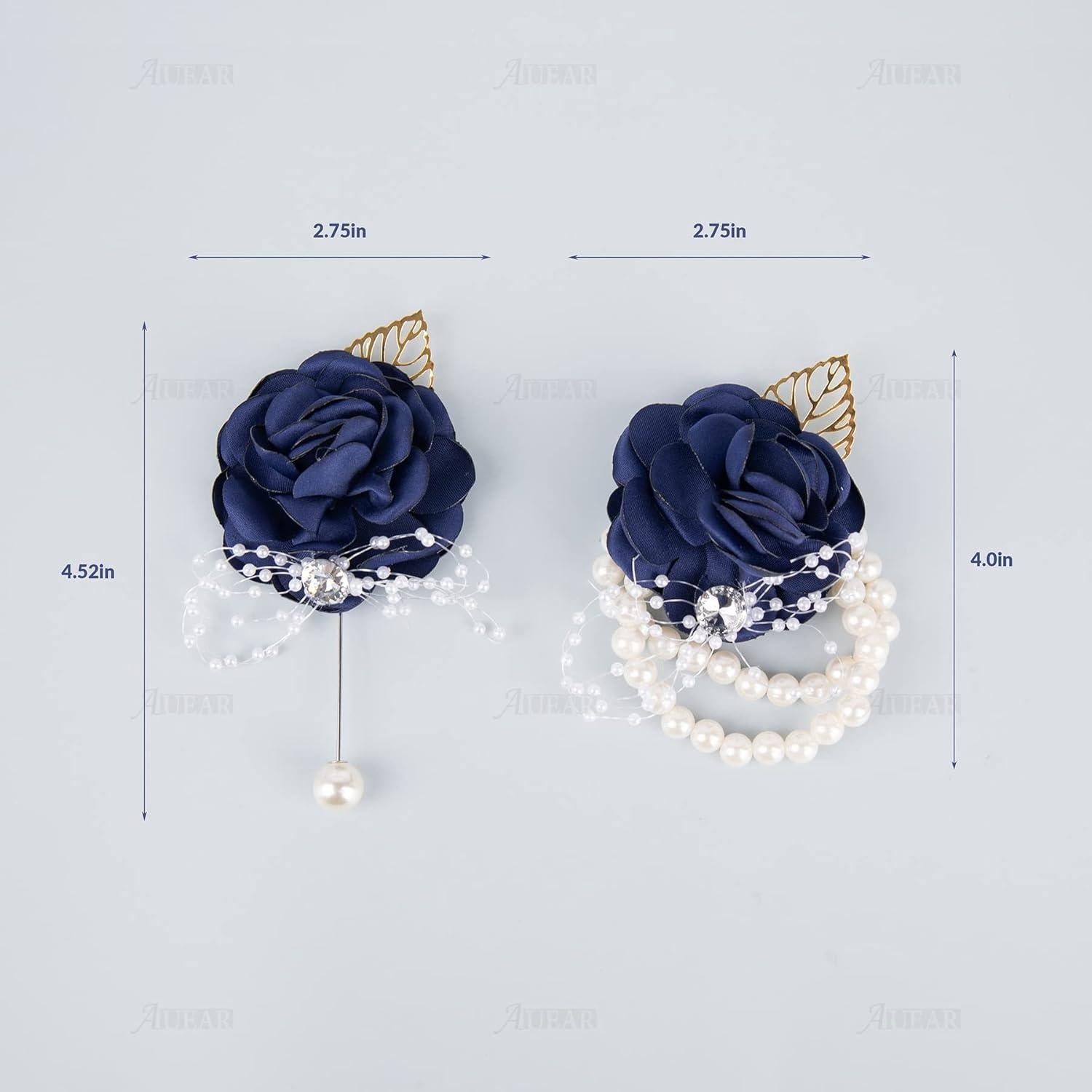 Coronas de Muñeca AUEAR 2 Pcs Azul Oscuro para Bodas y Fiestas