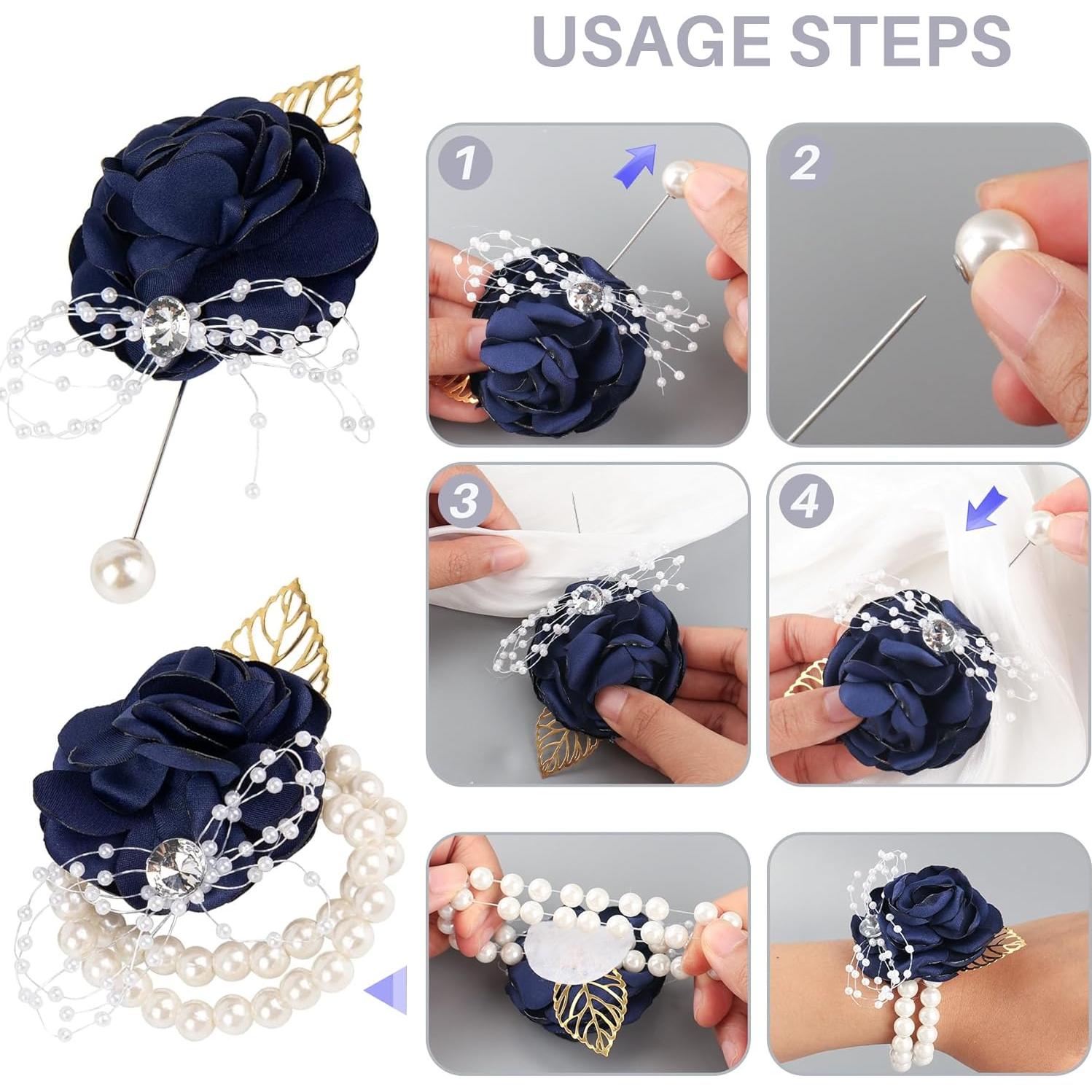 Coronas de Muñeca AUEAR 2 Pcs Azul Oscuro para Bodas y Fiestas