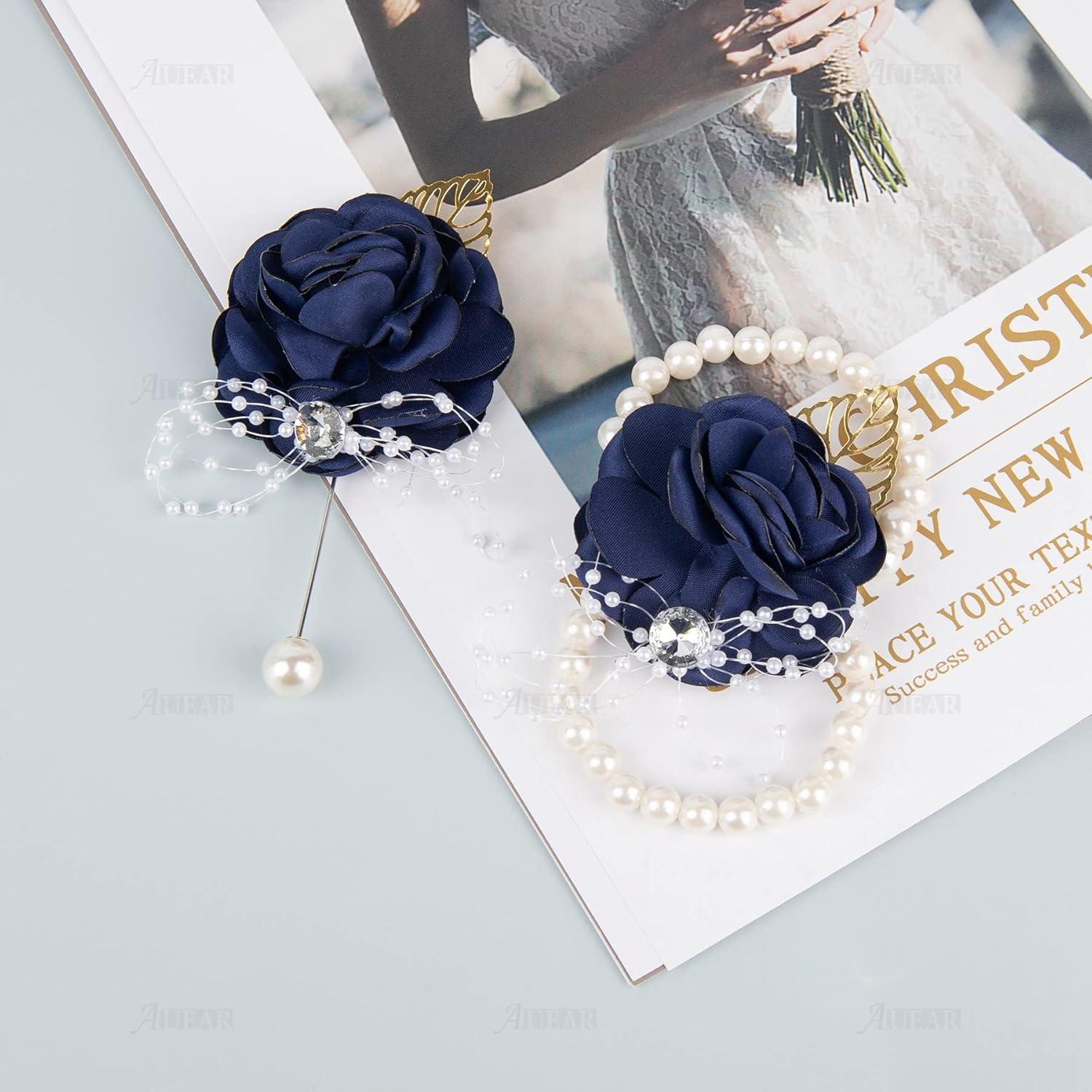 Coronas de Muñeca AUEAR 2 Pcs Azul Oscuro para Bodas y Fiestas