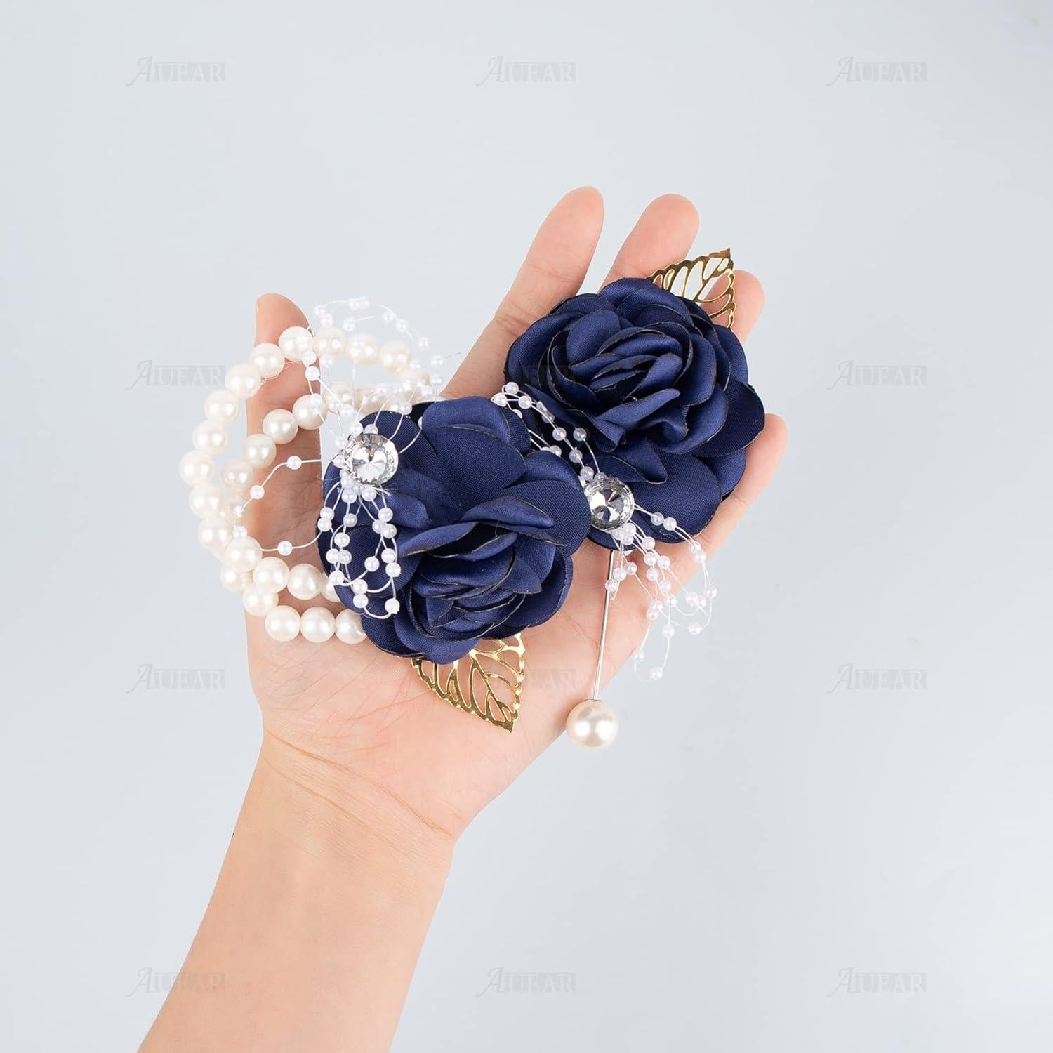 Coronas de Muñeca AUEAR 2 Pcs Azul Oscuro para Bodas y Fiestas