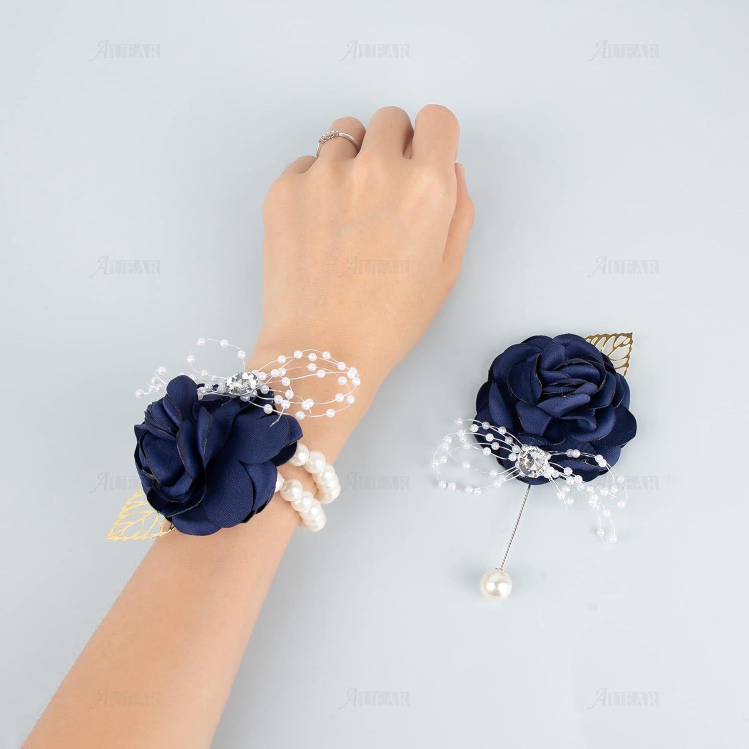 Coronas de Muñeca AUEAR 2 Pcs Azul Oscuro para Bodas y Fiestas