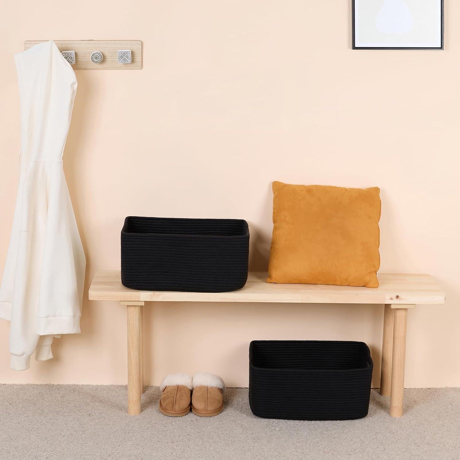 Cestas de Almacenamiento MiniArk 2 Piezas 43x33x19 cm Negras