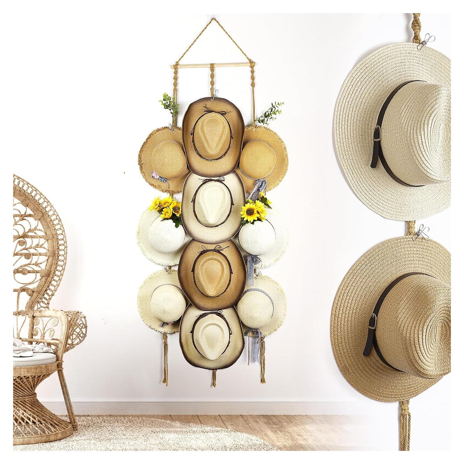 Organizador de Sombreros Boho Hydermus 38x135cm con 10 Clips