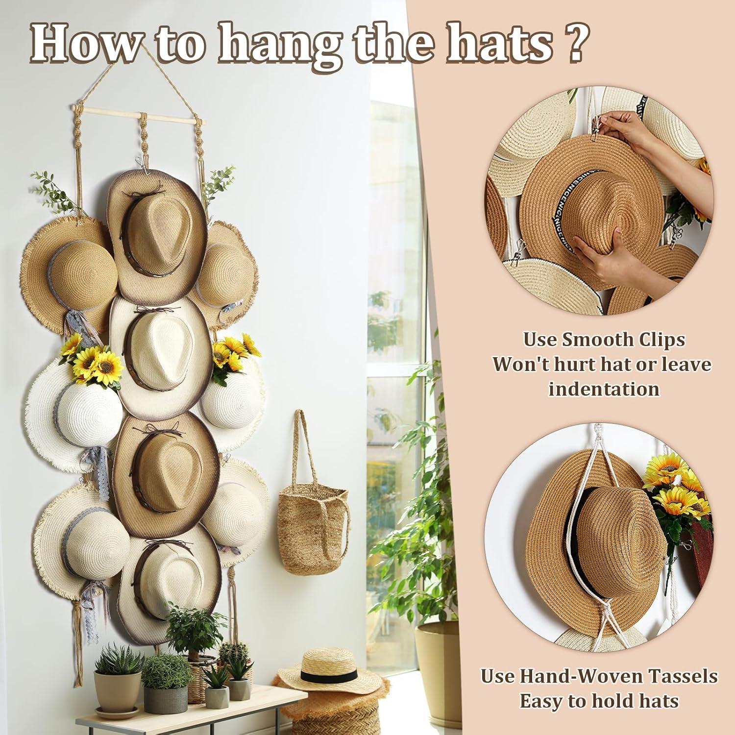 Organizador de Sombreros Boho Hydermus 38x135cm con 10 Clips