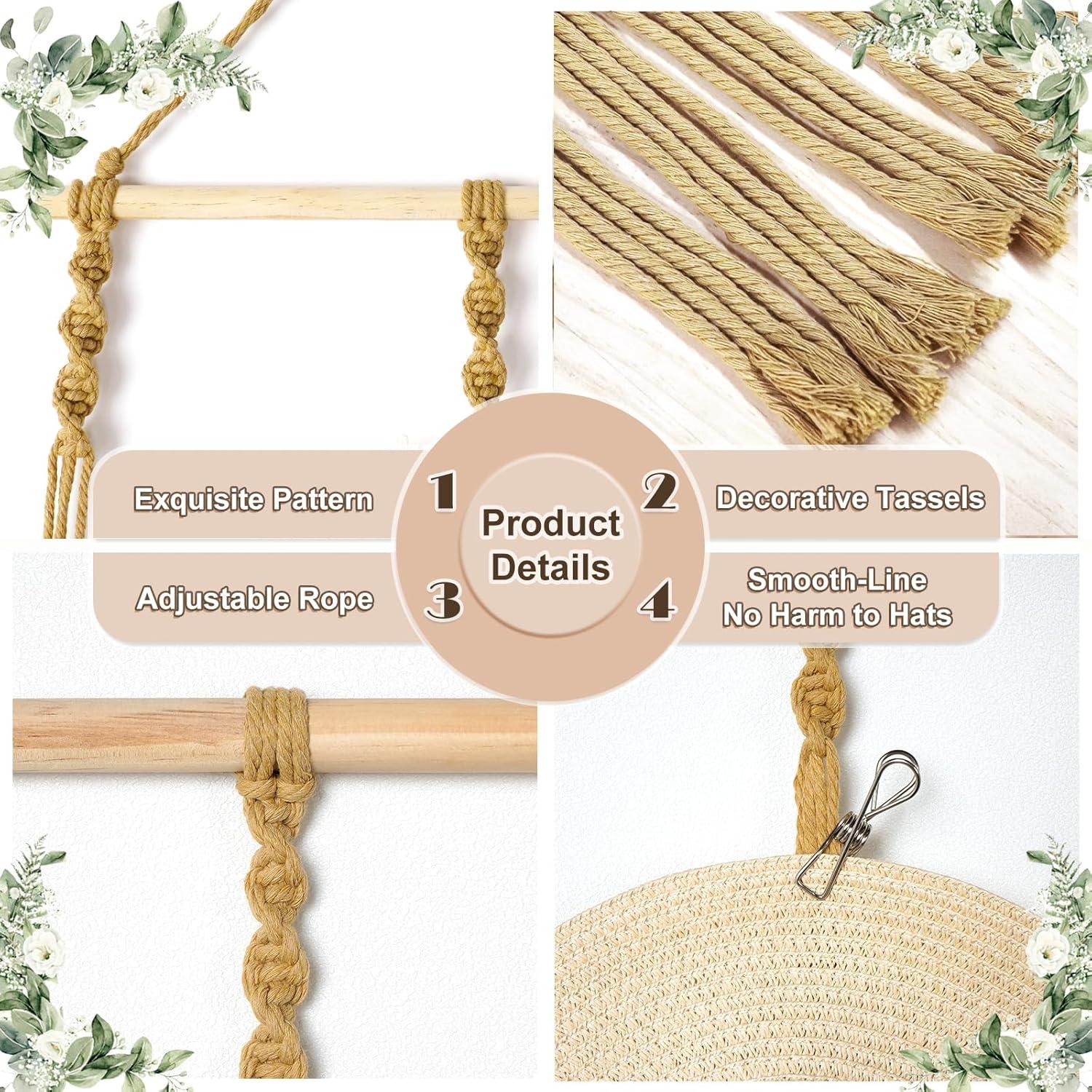 Organizador de Sombreros Boho Hydermus 38x135cm con 10 Clips