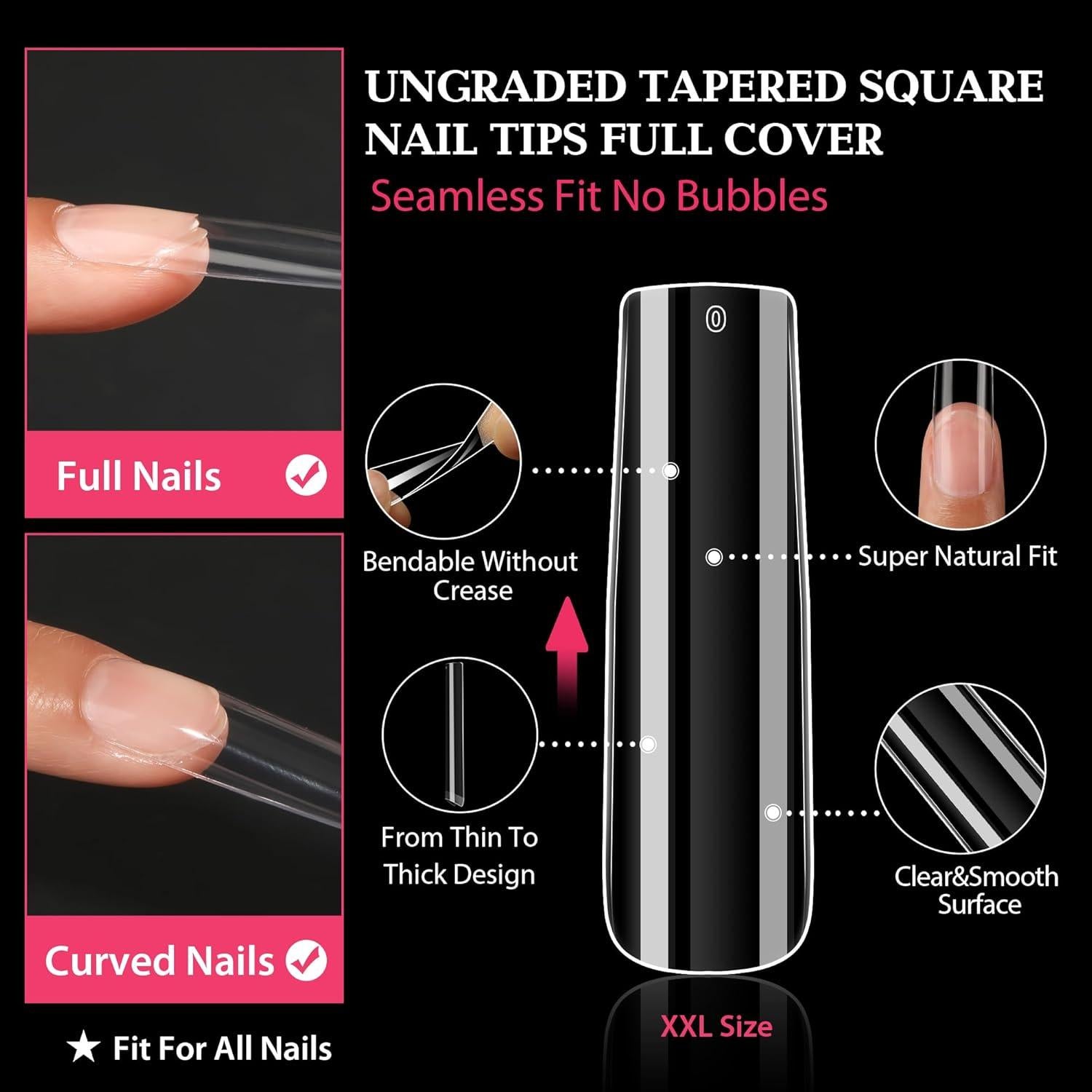 Consejos de Uñas de Gel Cuadrados XXL 216 PCS UNA GELLA