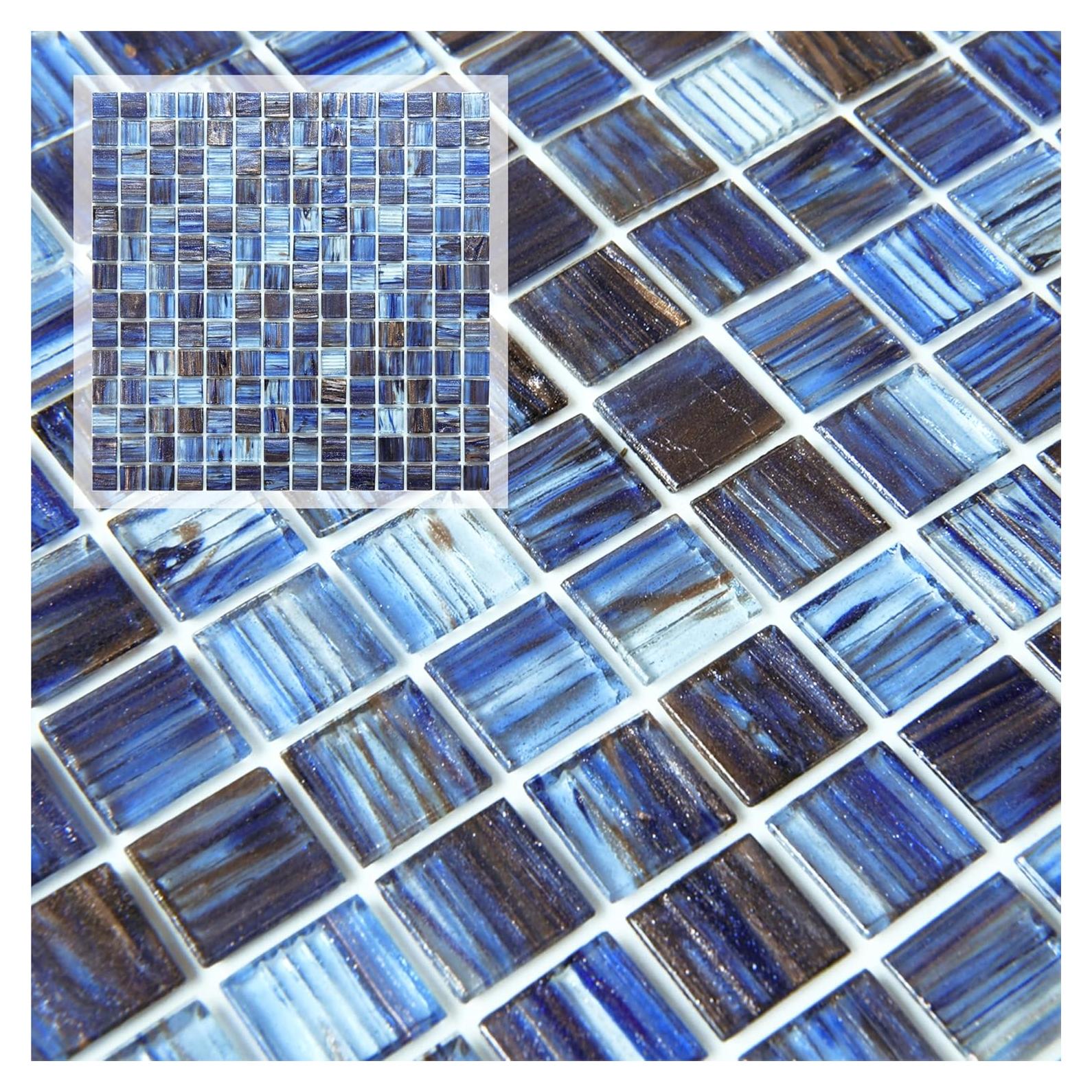 Azulejo de vidrio autoadhesivo CASAPALACE 30.48x30.48 cm azul