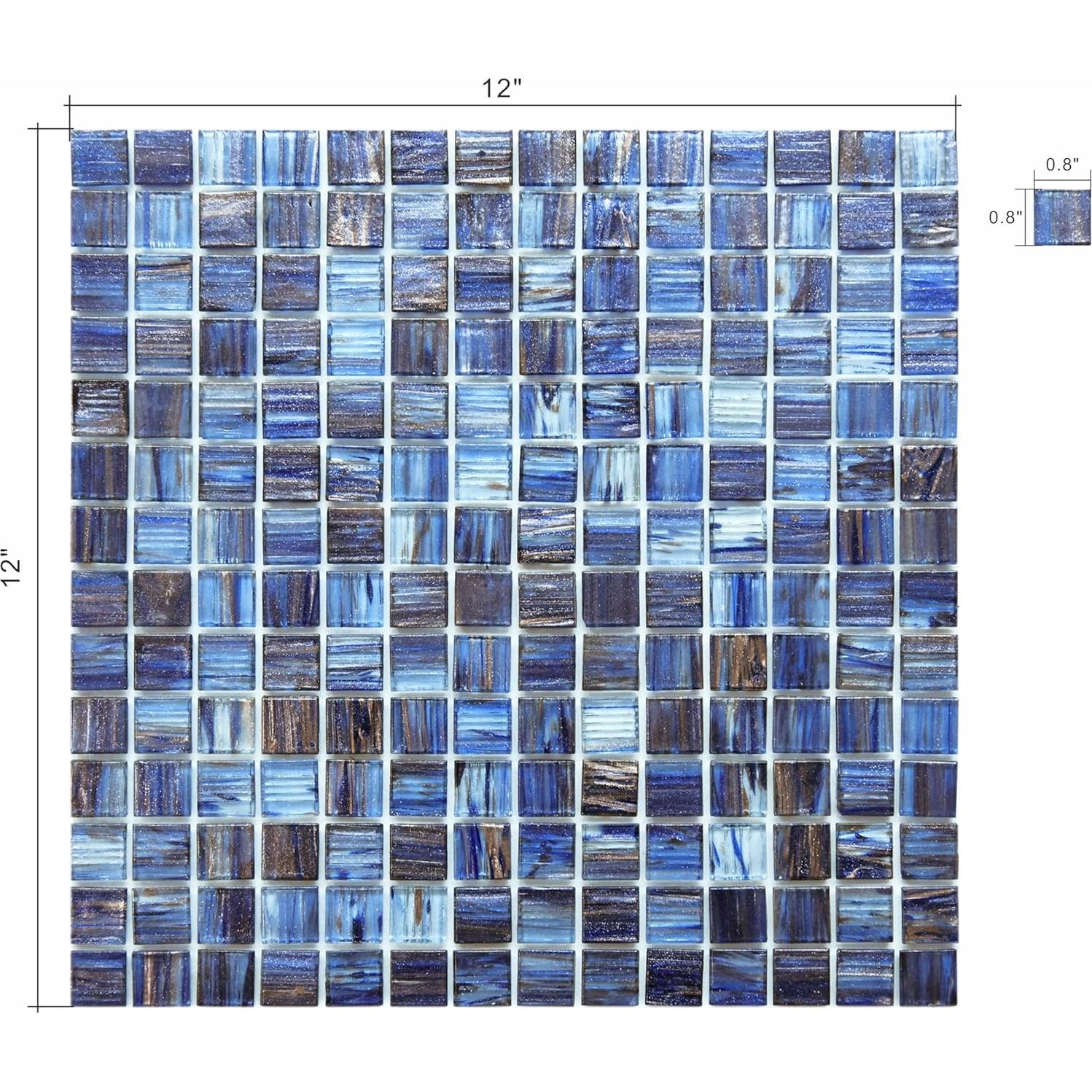 Azulejo de vidrio autoadhesivo CASAPALACE 30.48x30.48 cm azul