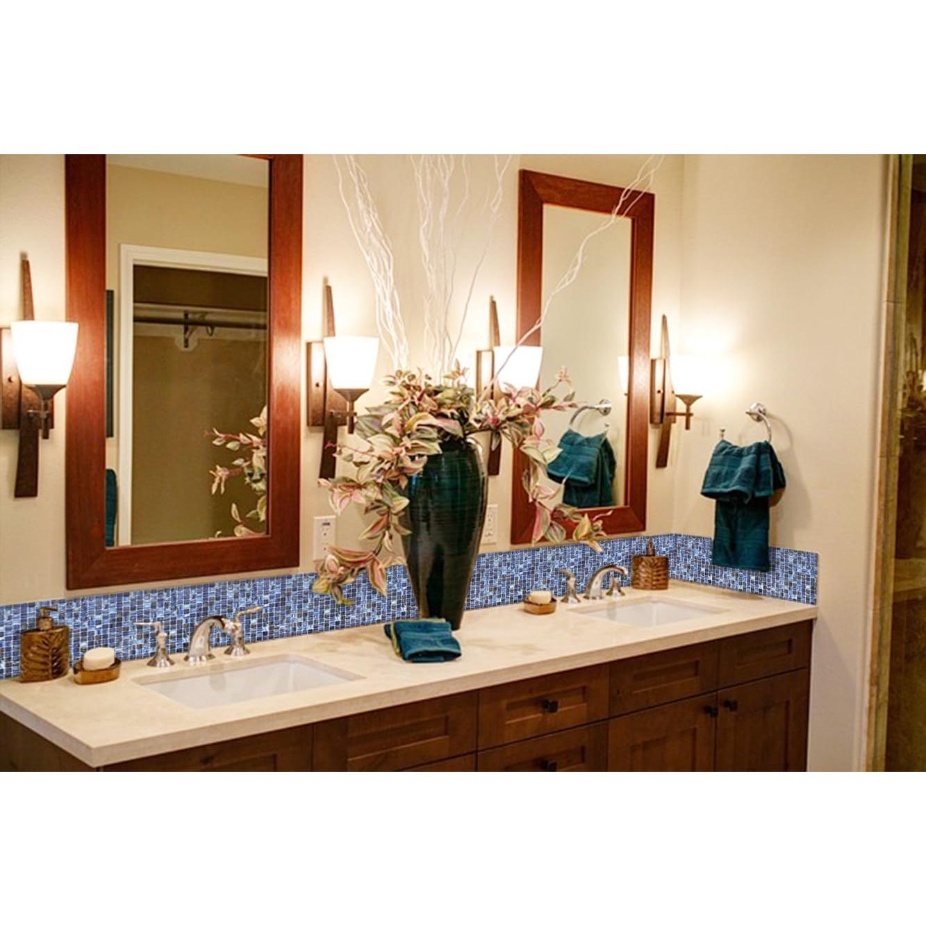 Azulejo de vidrio autoadhesivo CASAPALACE 30.48x30.48 cm azul