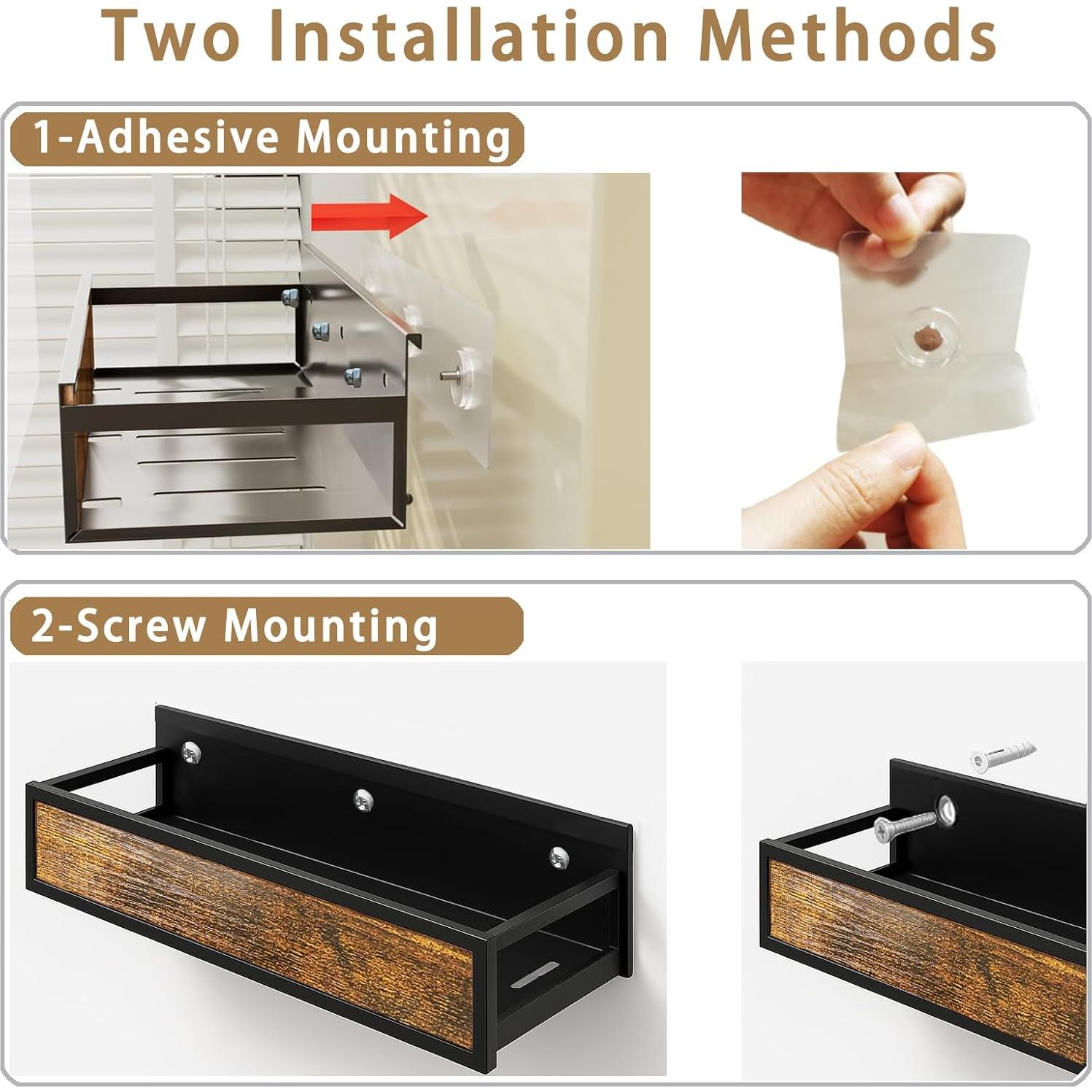 Soporte de Especias Montado en Pared Rouranb - 3 Tamaños, Negro