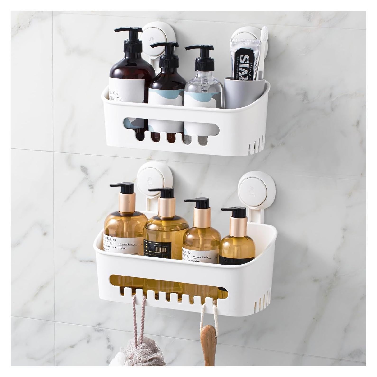 Caddy de Ducha LEVERLOC con Ventosa 2 Niveles Blanco 10KG