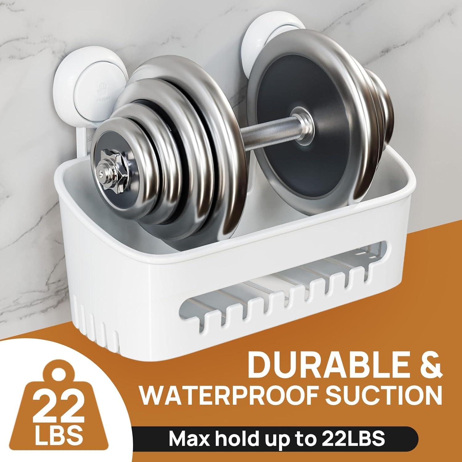 Caddy de Ducha LEVERLOC con Ventosa 2 Niveles Blanco 10KG