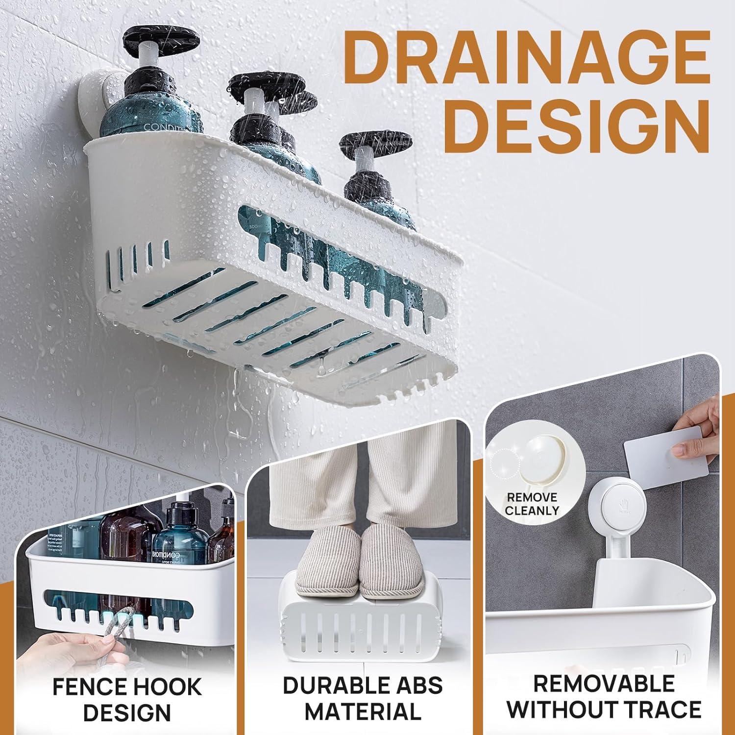 Caddy de Ducha LEVERLOC con Ventosa 2 Niveles Blanco 10KG