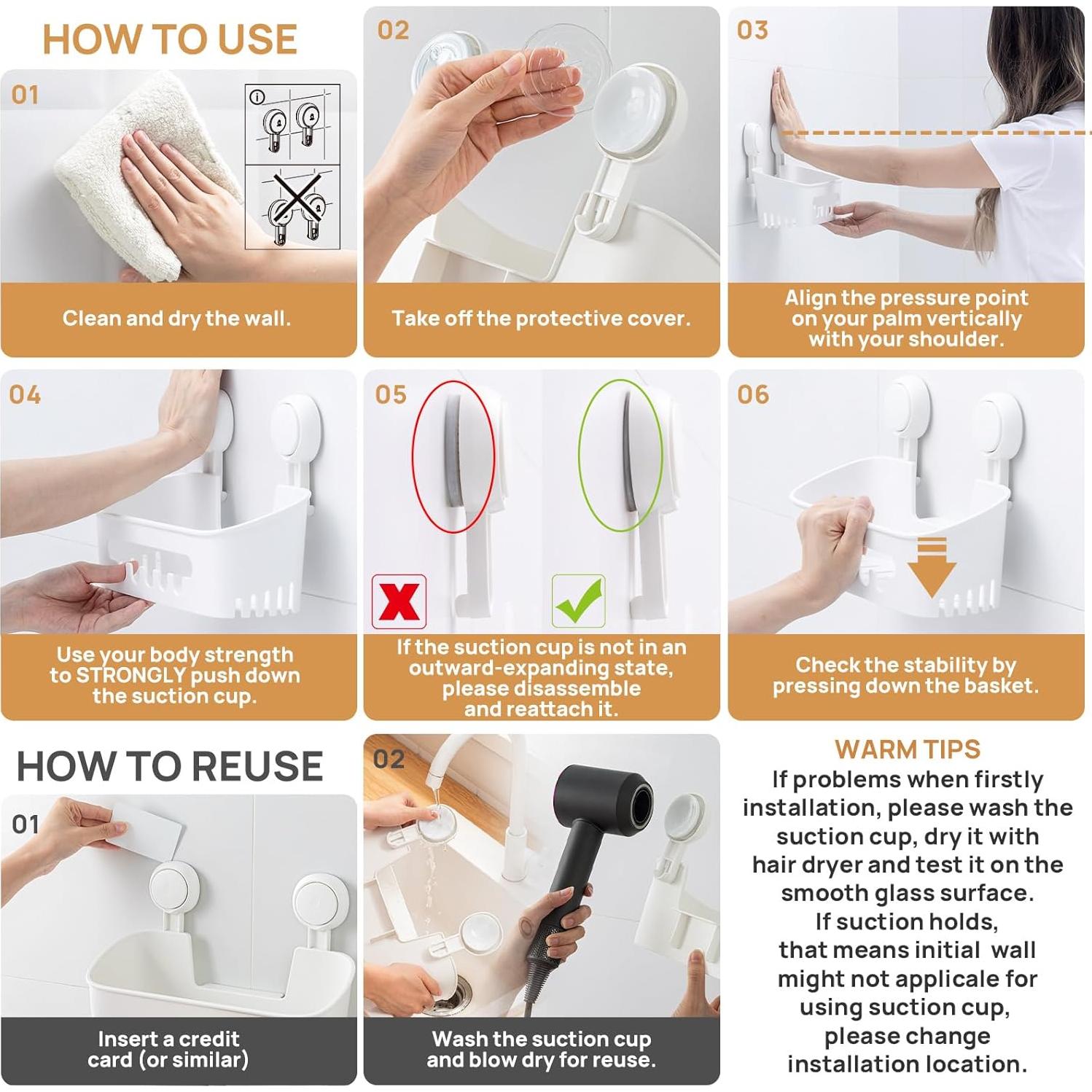 Caddy de Ducha LEVERLOC con Ventosa 2 Niveles Blanco 10KG