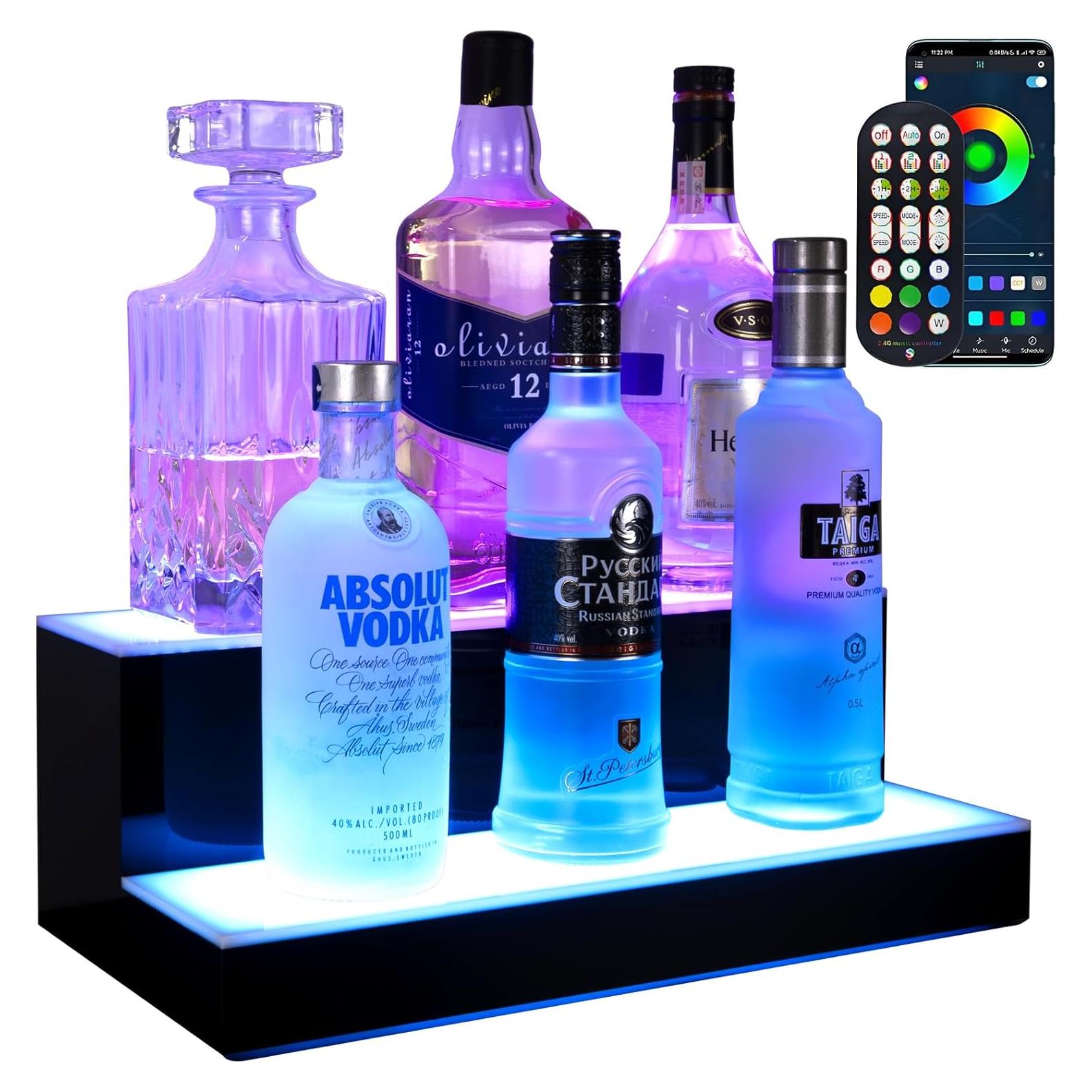 Estante de Botellas de Licor LED GOH&FTY 40.64 cm 2 Pasos