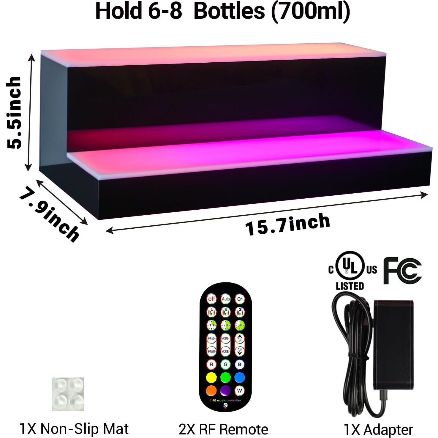 Estante de Botellas de Licor LED GOH&FTY 40.64 cm 2 Pasos