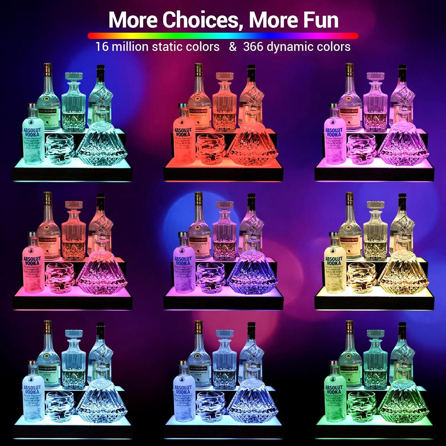 Estante de Botellas de Licor LED GOH&FTY 40.64 cm 2 Pasos