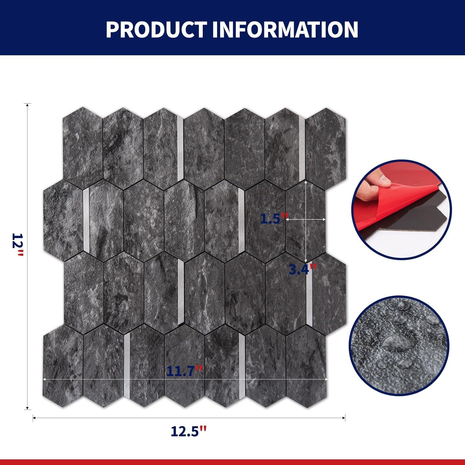Azulejos Hexagonales Autoadhesivos Art3dwallpanels 10 Hojas Gris