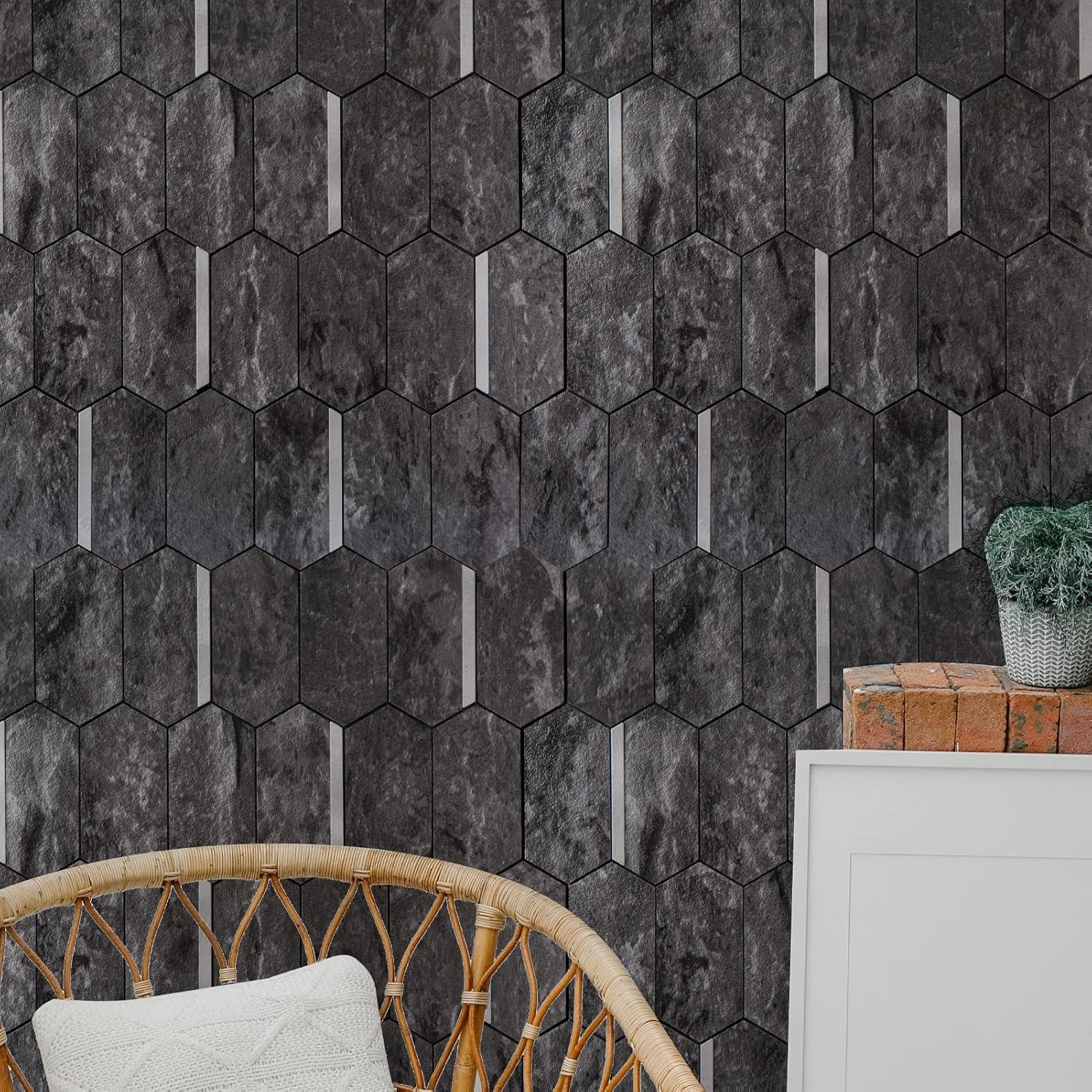 Azulejos Hexagonales Autoadhesivos Art3dwallpanels 10 Hojas Gris