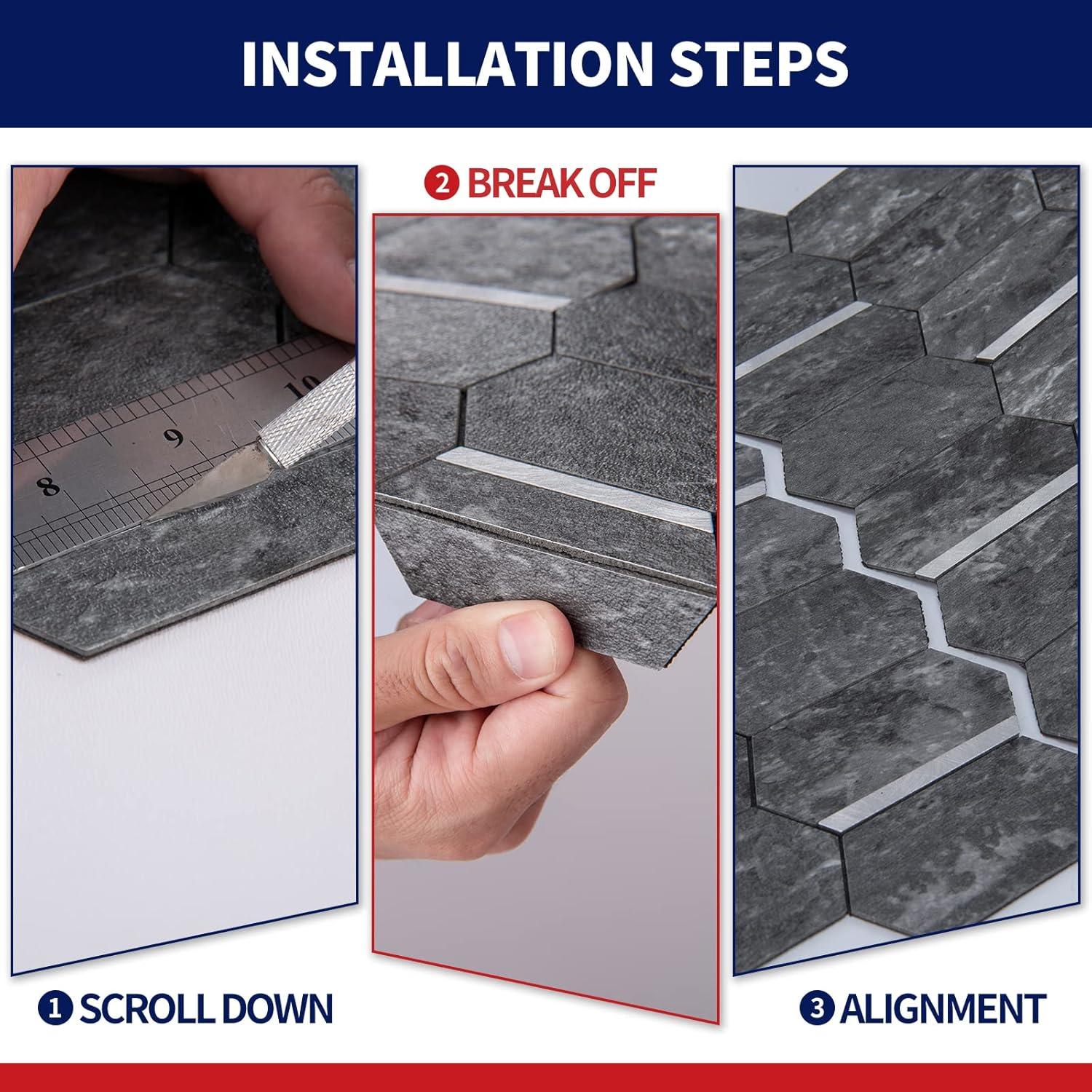 Azulejos Hexagonales Autoadhesivos Art3dwallpanels 10 Hojas Gris