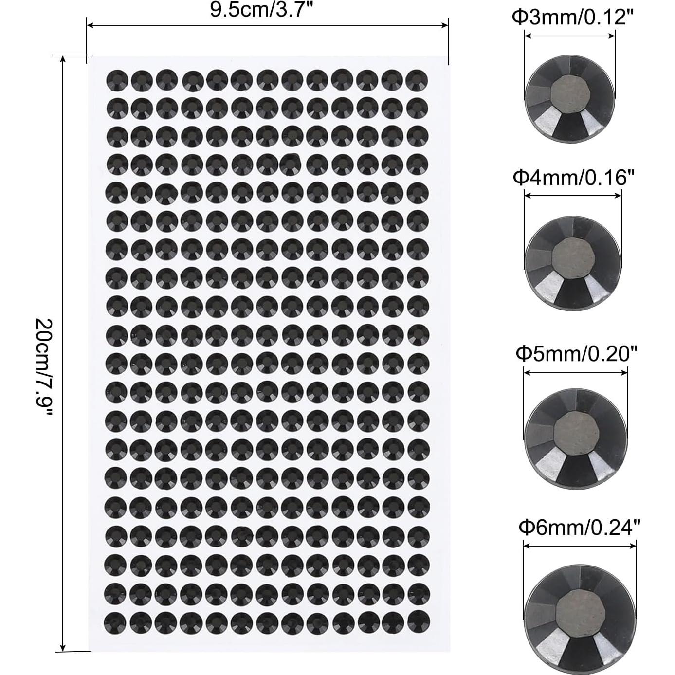 Calcomanías de Rhinestone Negro MECCANIXITY 3584 Pcs 3-6 mm