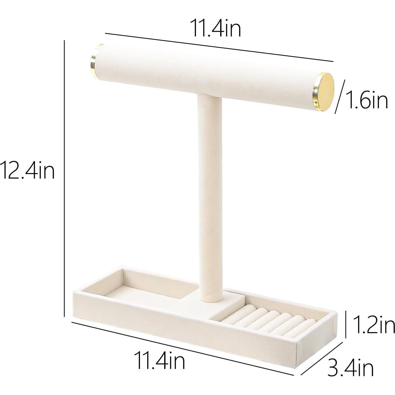 Soporte organizador de joyas KunGe Beige, barra en T desmontable