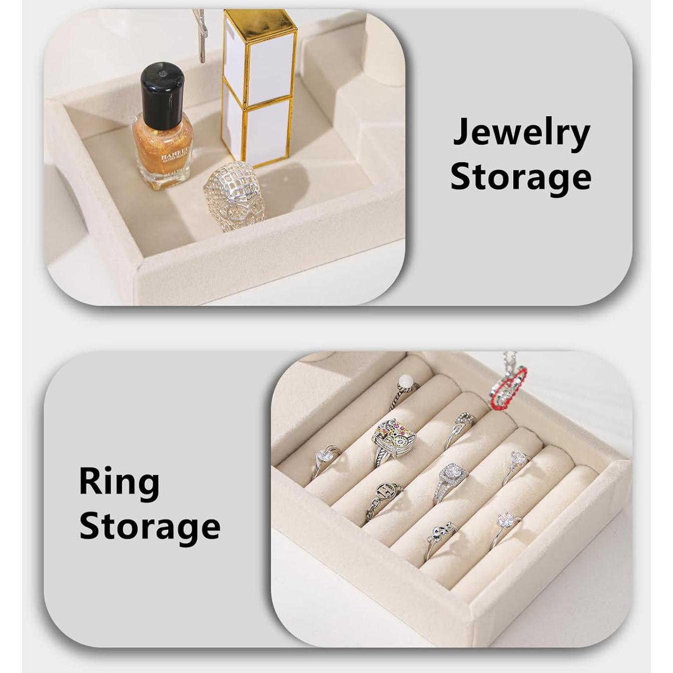 Soporte organizador de joyas KunGe Beige, barra en T desmontable