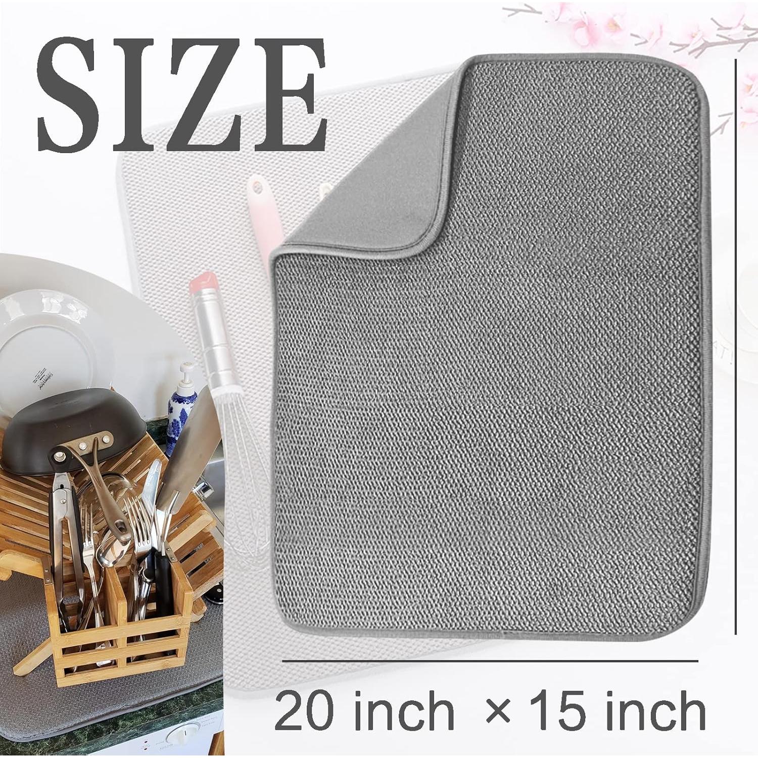 Paquete de 2 Tapetes de Secado de Platos Microfibra 50x38 cm Gris