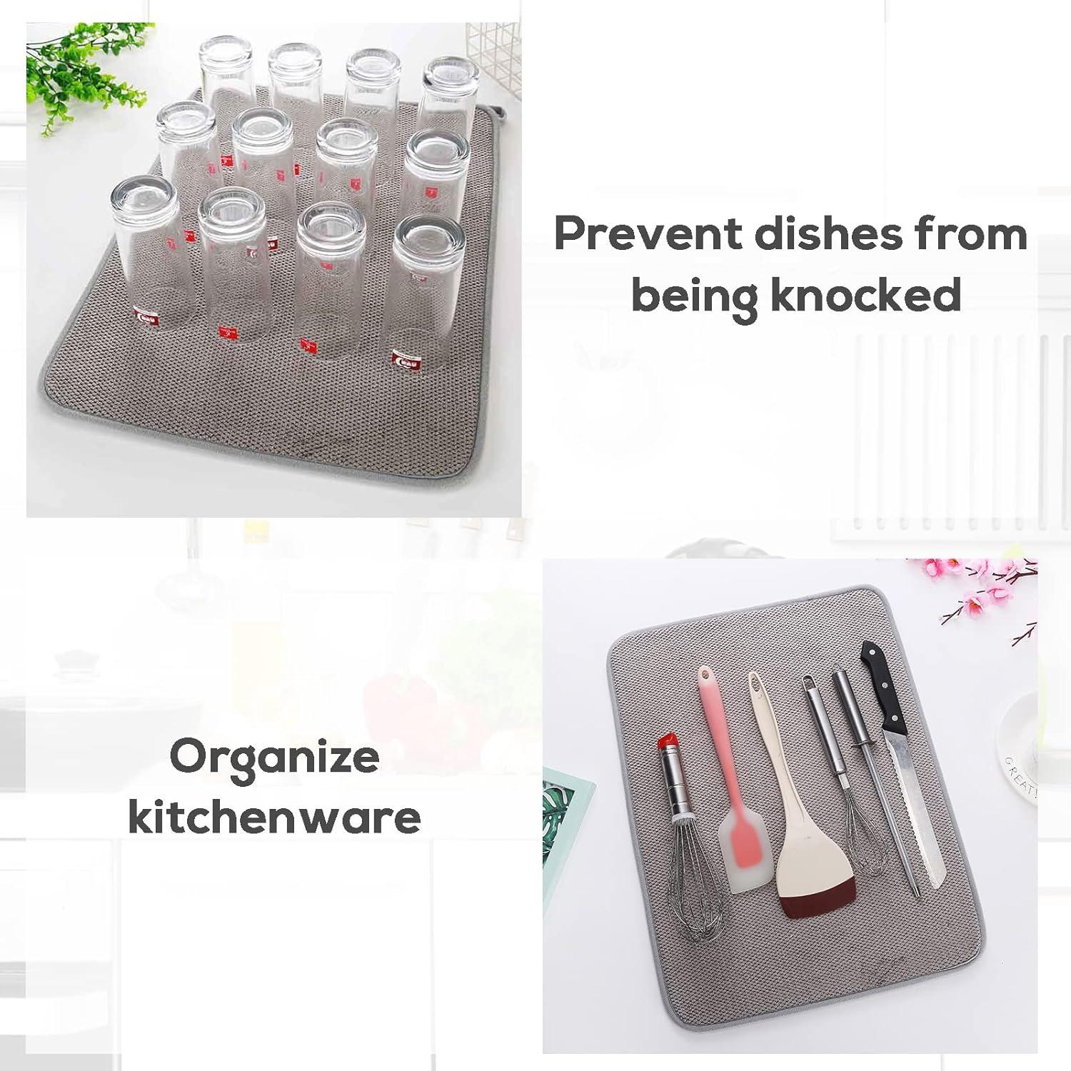 Paquete de 2 Tapetes de Secado de Platos Microfibra 50x38 cm Gris